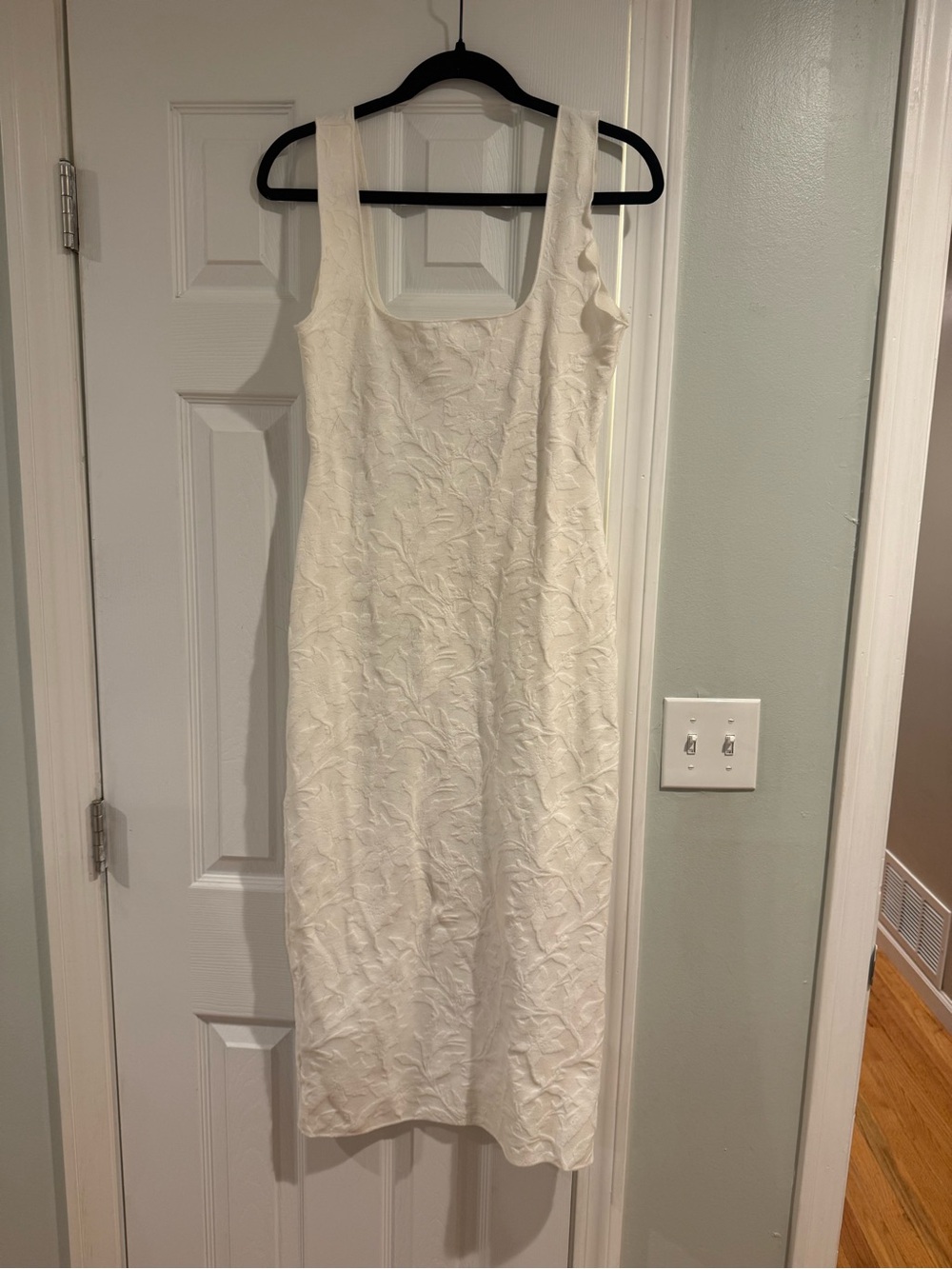 Ara Cream Textured Square-Neck Sheath Dress